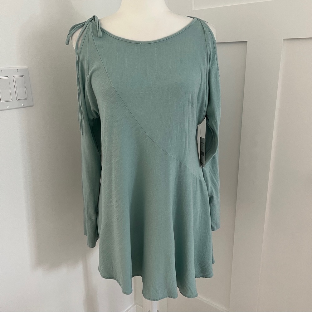 NWT Free People Clear skies Cold Shoulder Dress Tunic Sz XS Mint *N10 - Picture 2 of 5